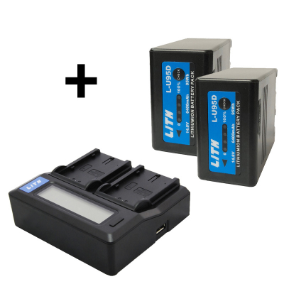 1x TL-2U Dual Battery Charger + 2x L-U95D Li-ion P-U Battery